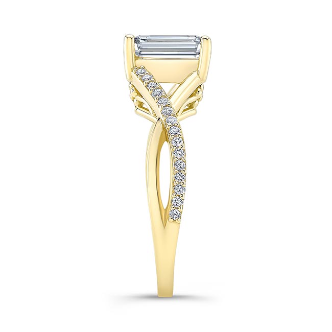 Yellow Gold 2 Carat Emerald Cut Diamond Ring Image 3