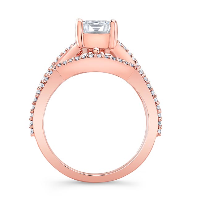 Rose Gold 2 Carat Emerald Cut Diamond Ring Set Image 2