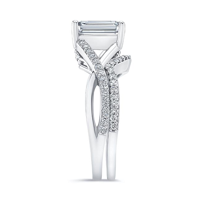 2 Carat Emerald Cut Diamond Ring Set Image 3