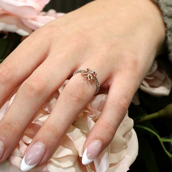 White Rose Gold Butterfly Promise Ring Image 5