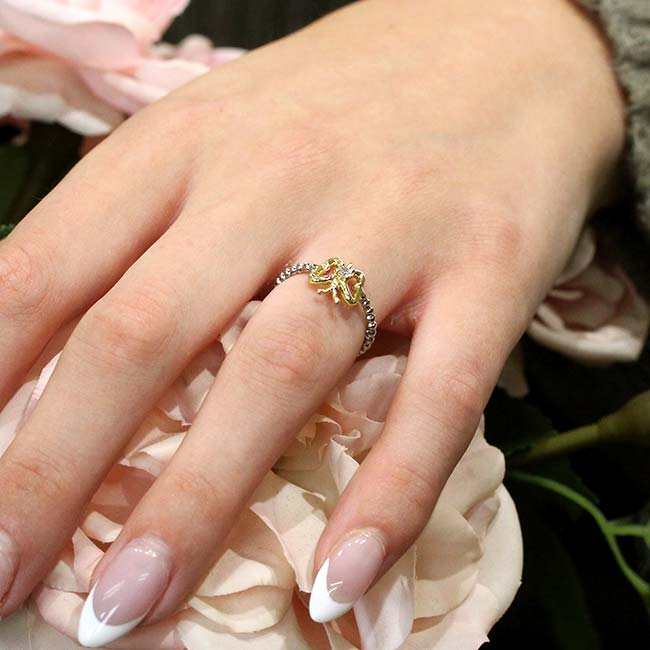 White Yellow Gold Butterfly Promise Ring Image 5