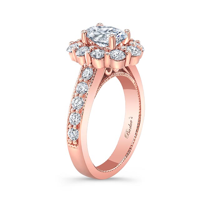 Rose Gold Oval Halo Lab Grown Diamond Ring Image 2