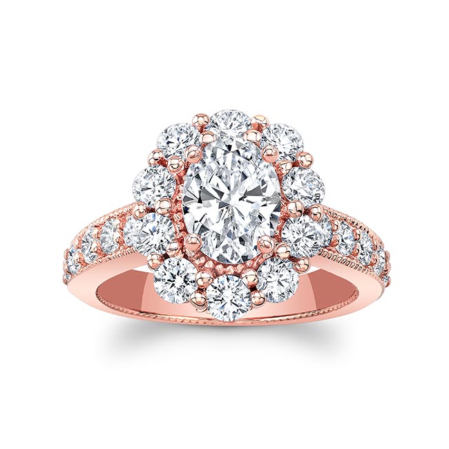 Rose Gold Oval Halo Lab Grown Diamond Ring