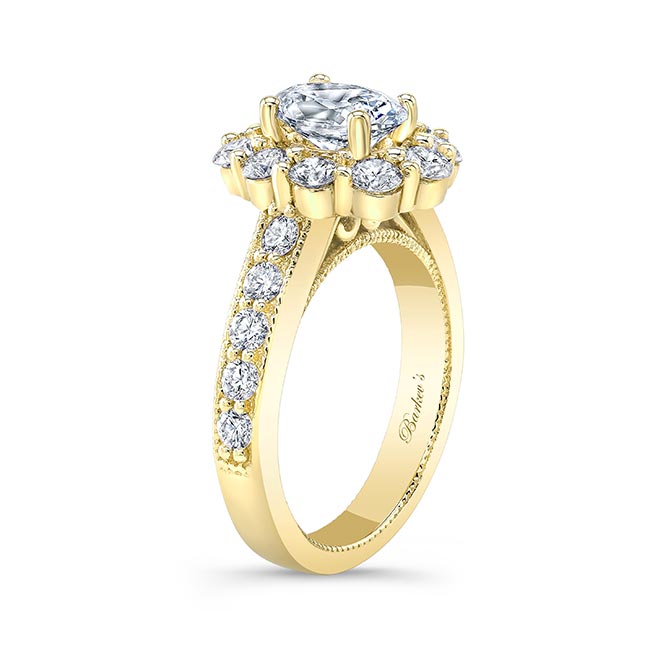 Yellow Gold Oval Halo Lab Grown Diamond Ring Image 2