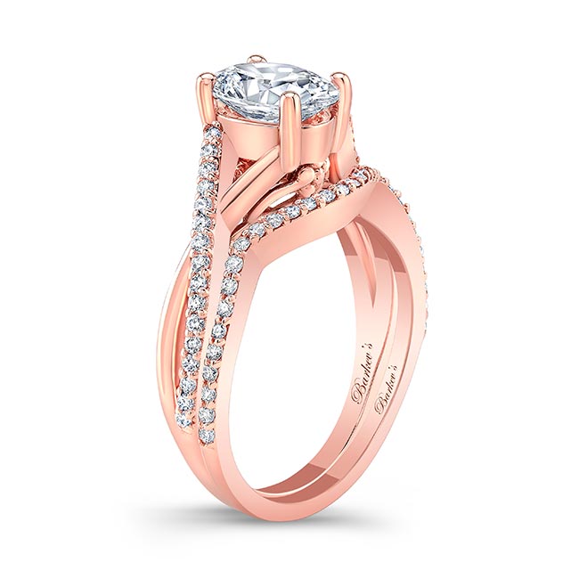 Rose Gold One Carat Oval Lab Grown Diamond Bridal Set Image 2