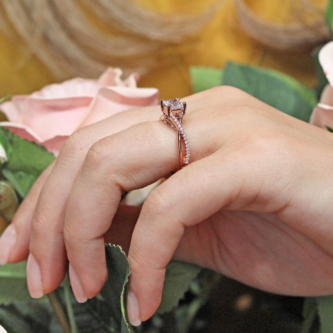 Rose Gold One Carat Princess Cut Diamond Ring Image 4