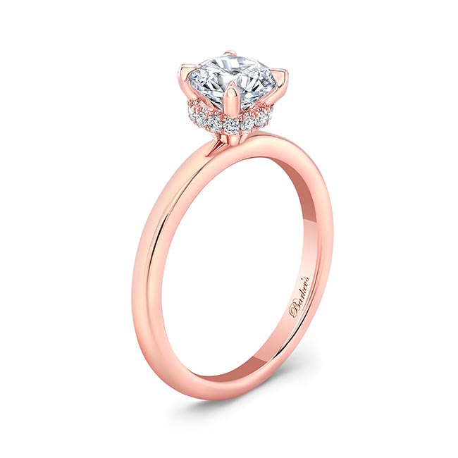 Rose Gold Round Hidden Halo Engagement Ring Image 2