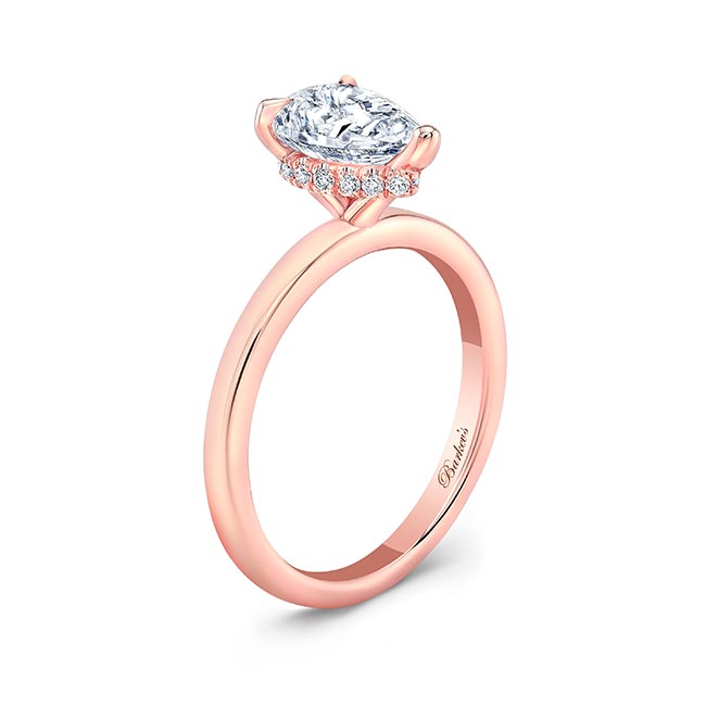 Rose Gold Hidden Halo Pear Engagement Ring Image 2