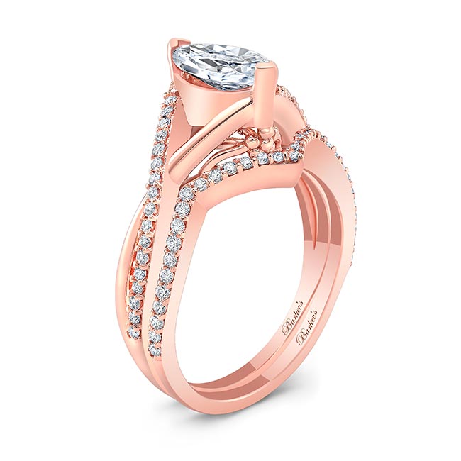 Rose Gold 1 Carat Marquise Diamond Ring Set Image 2