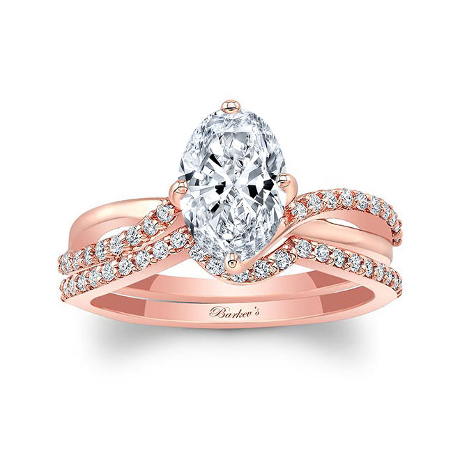 Rose Gold Oval Twist Bridal Set