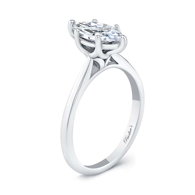 White Gold Marquise Solitaire Ring Image 2