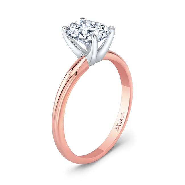 Rose Gold Solitaire Ring With Certified 1 Ct. Oval Lab Created Diamond (D-VS1) Image 2