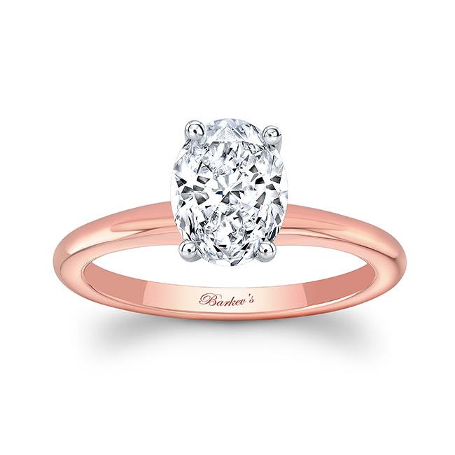 Rose Gold Solitaire Ring With Certified 1 Ct. Oval Lab Created Diamond (D-VS1)