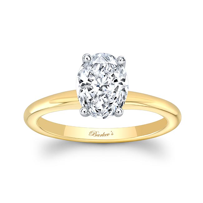 Yellow Gold Solitaire Ring With Certified 1 Ct. Oval Lab Created Diamond (D-VS1)