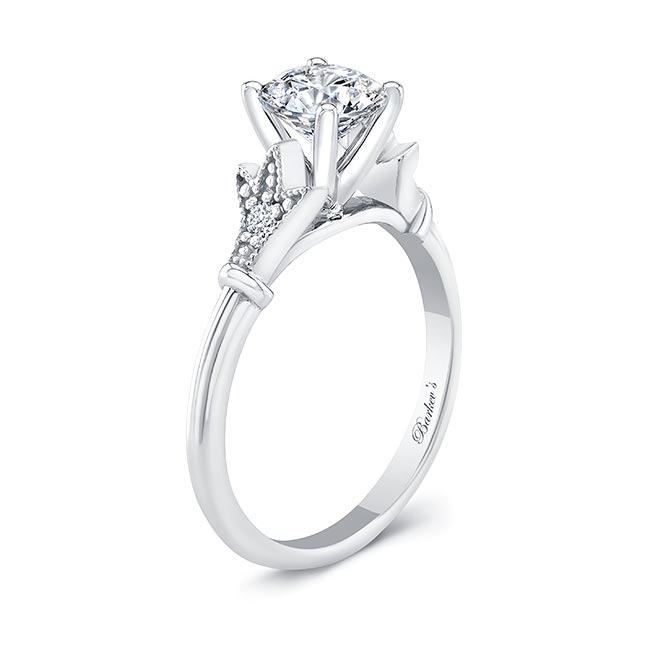 Platinum Petite Leaf Diamond Engagement Ring Image 2