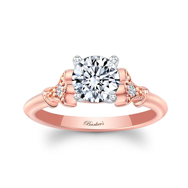 Rose Gold Petite Leaf Diamond Engagement Ring