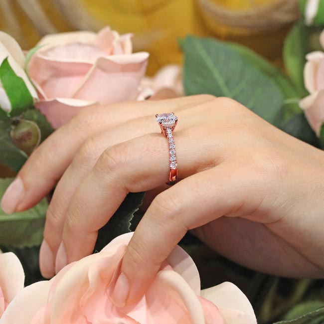 Rose Gold Round Moissanite Engagement Ring Image 4