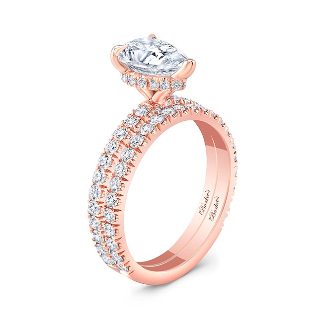 Rose Gold Pear Shape Diamond Wedding Set Image 2