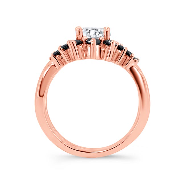 Rose Gold Unique Wedding Set With Black Diamond Accents Image 2