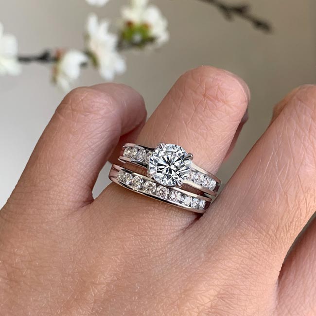 1 Carat Moissanite Wedding Ring Set Image 3