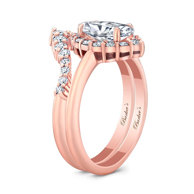 Rose Gold Marquise Cut Diamond Wedding Set Image 2