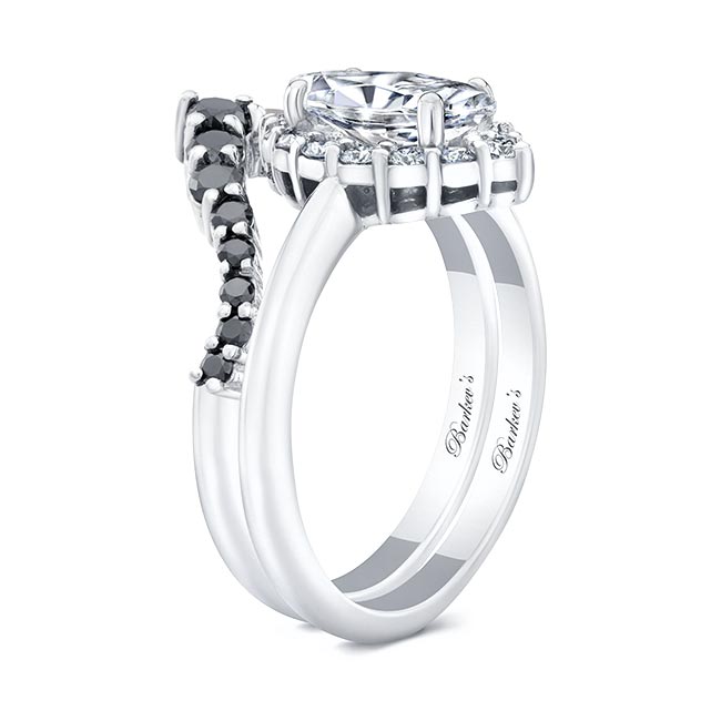 Marquise Cut Lab Diamond Wedding Set With Black Diamonds Image 2