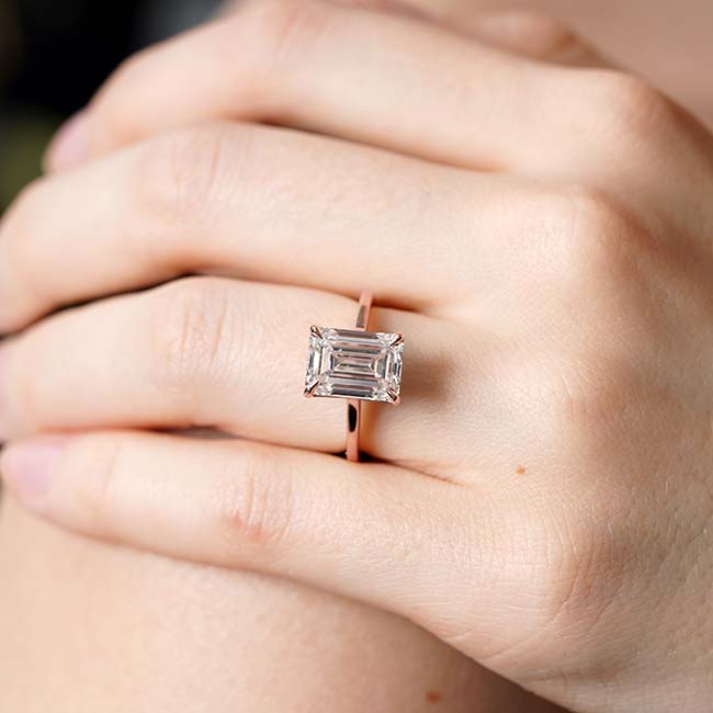 Rose Gold 2 Carat Emerald Cut Engagement Ring Image 3