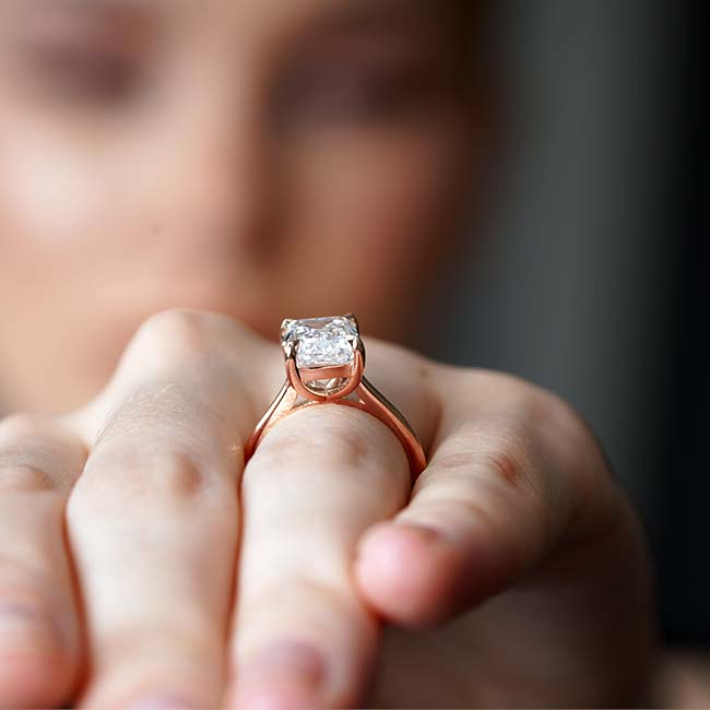 Rose Gold 2 Carat Emerald Cut Engagement Ring Image 6