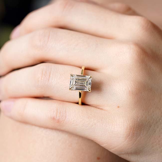 Yellow Gold 2 Carat Emerald Cut Engagement Ring Image 3