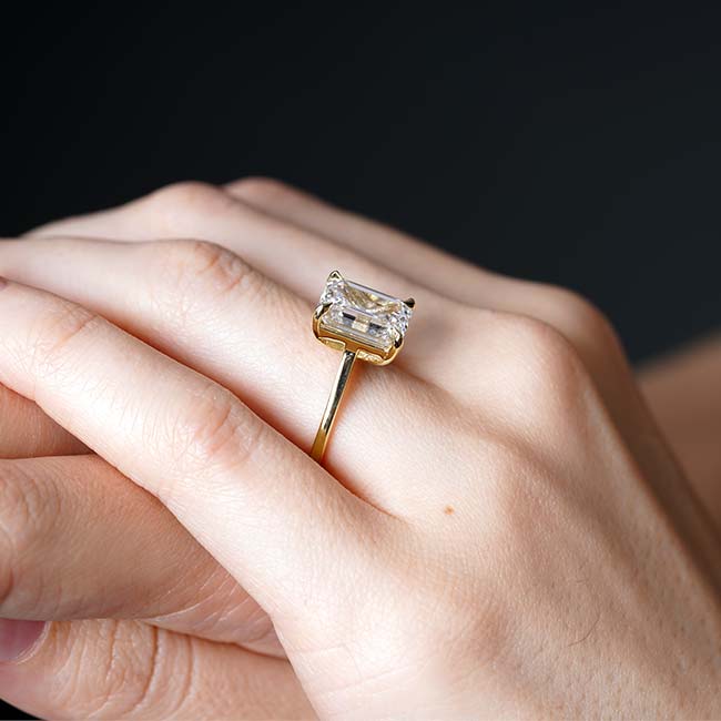 Yellow Gold 2 Carat Emerald Cut Engagement Ring Image 4