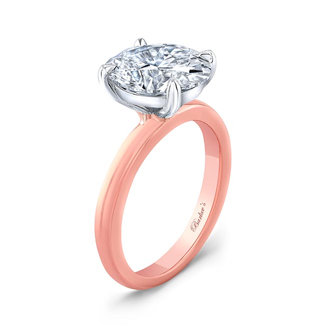 White Rose Gold Oval Moissanite Solitaire Engagement Ring Image 2