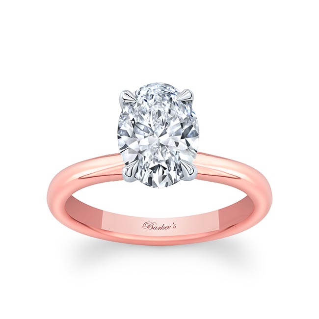 White Rose Gold Oval Moissanite Solitaire Engagement Ring