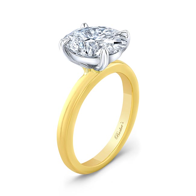 White Yellow Gold 2 Carat Oval Solitaire Engagement Ring Image 2