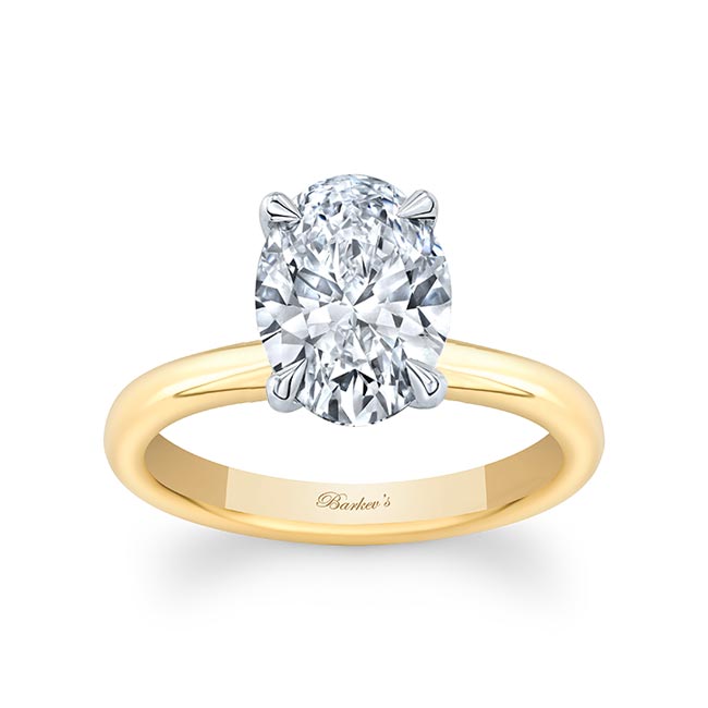 White Yellow Gold 2 Carat Oval Solitaire Engagement Ring