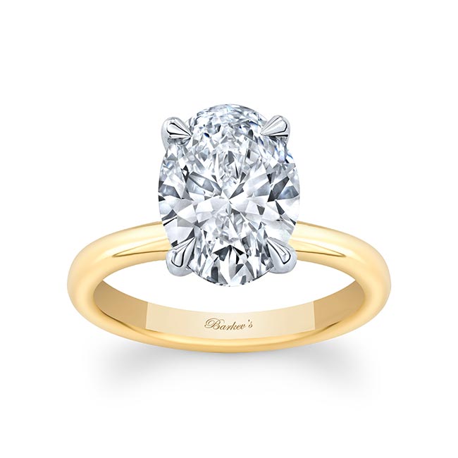 White Yellow Gold 3 Carat Oval Solitaire Engagement Ring