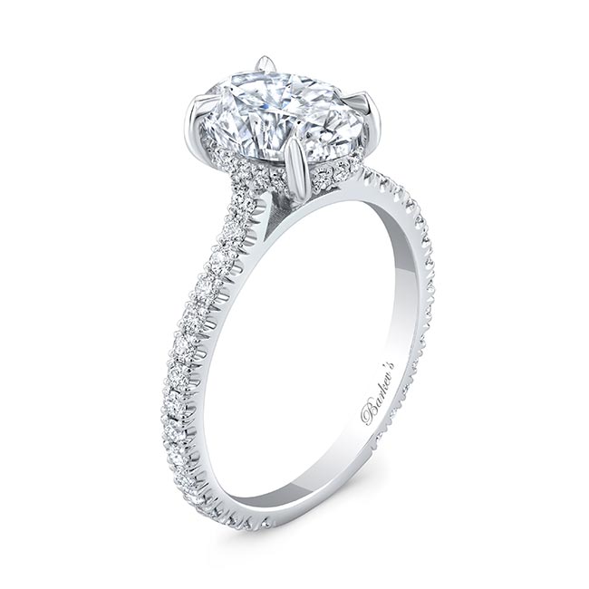 Oval Moissanite Engagement Ring With Hidden Halo Image 2