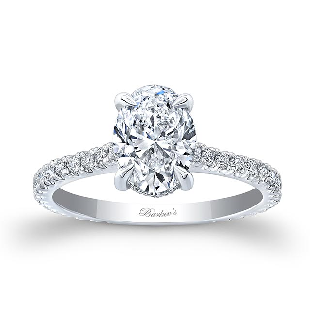 Oval Moissanite Engagement Ring With Hidden Halo