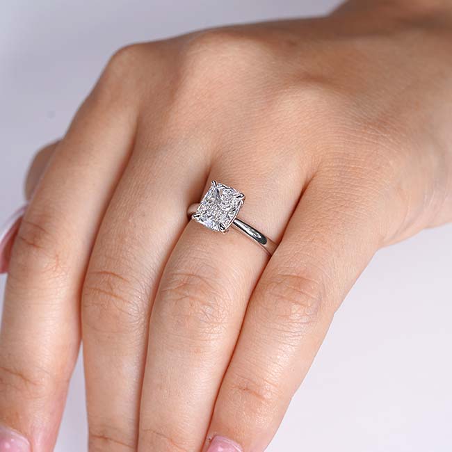 3 Carat Elongated Cushion Solitaire Ring Image 8