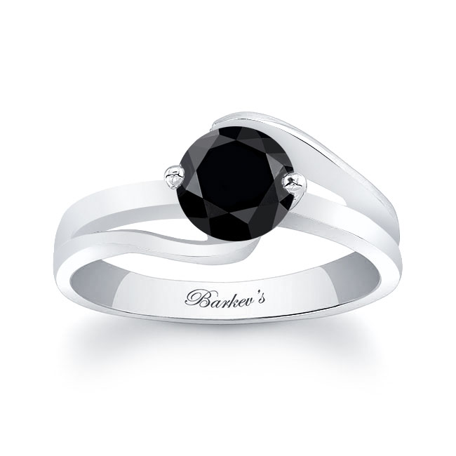 Split Shank Solitaire Black Diamond Ring