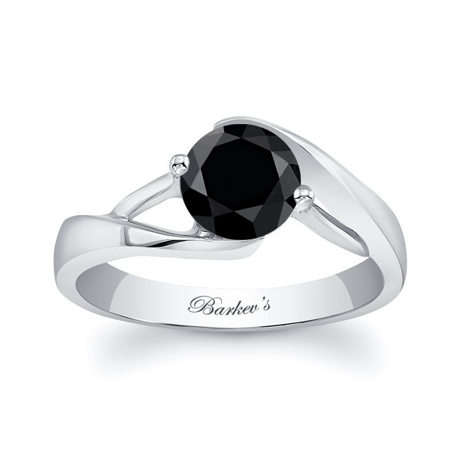 Split Band Solitaire Black Diamond Engagement Ring