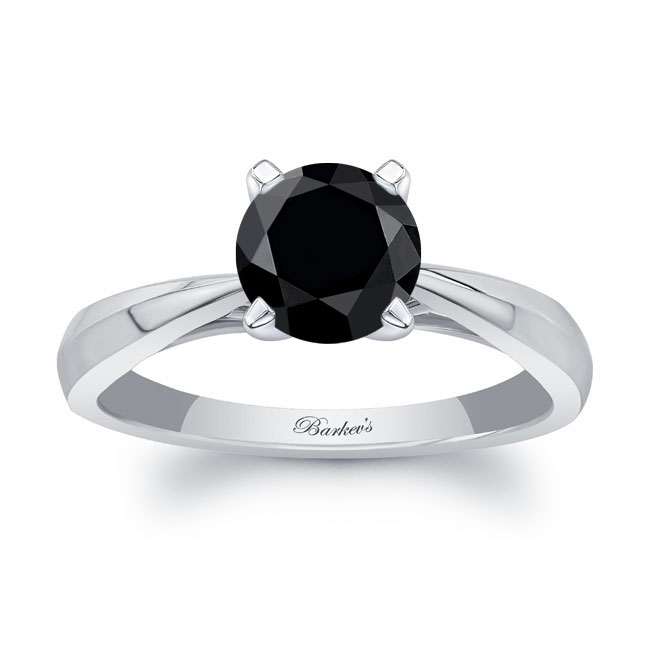 Tapered Black Diamond Solitaire Ring