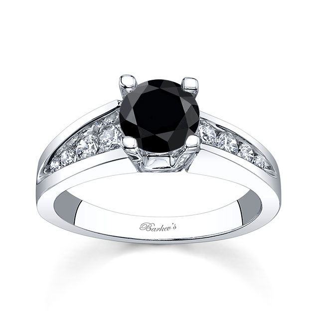 Platinum Channel Band Black And White Diamond Ring