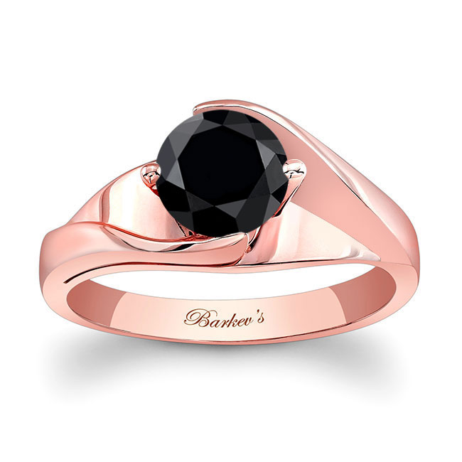 Rose Gold Half Channel Black And White Diamond Solitaire Engagement Ring