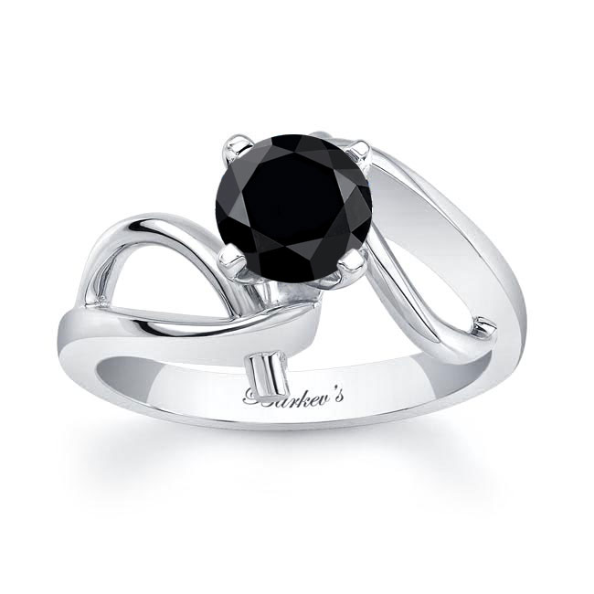 Wire Accent Black And White Diamond Solitaire Ring