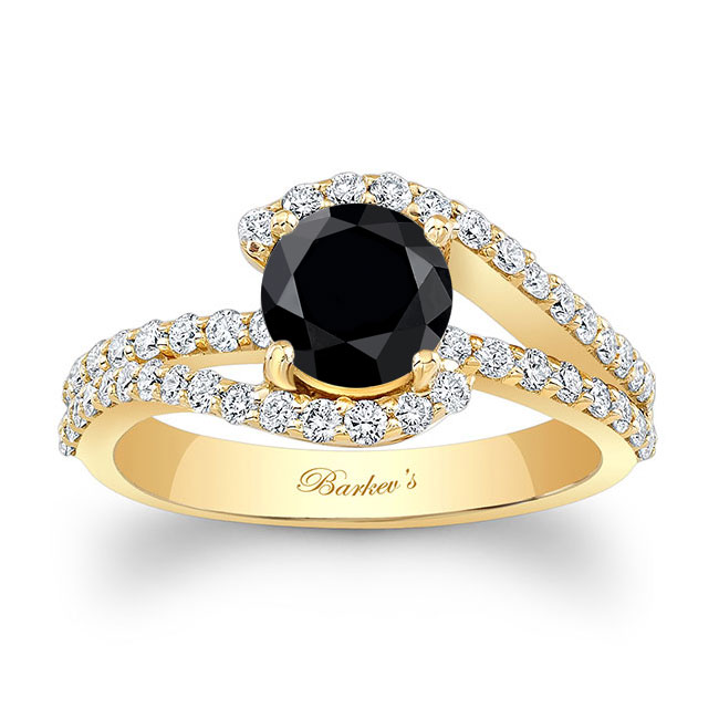 Yellow Gold 1 Carat Black And White Diamond Ring