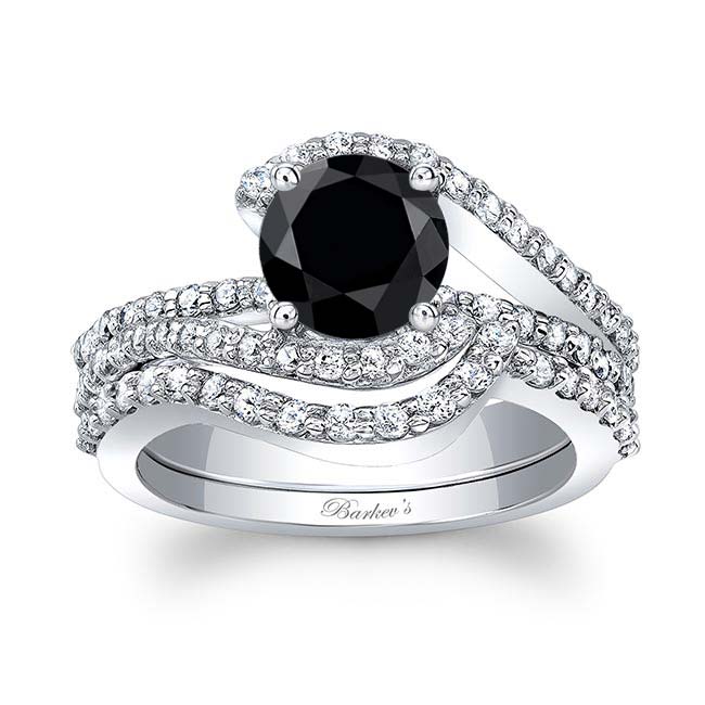 1 Carat Black And White Diamond Wedding Set