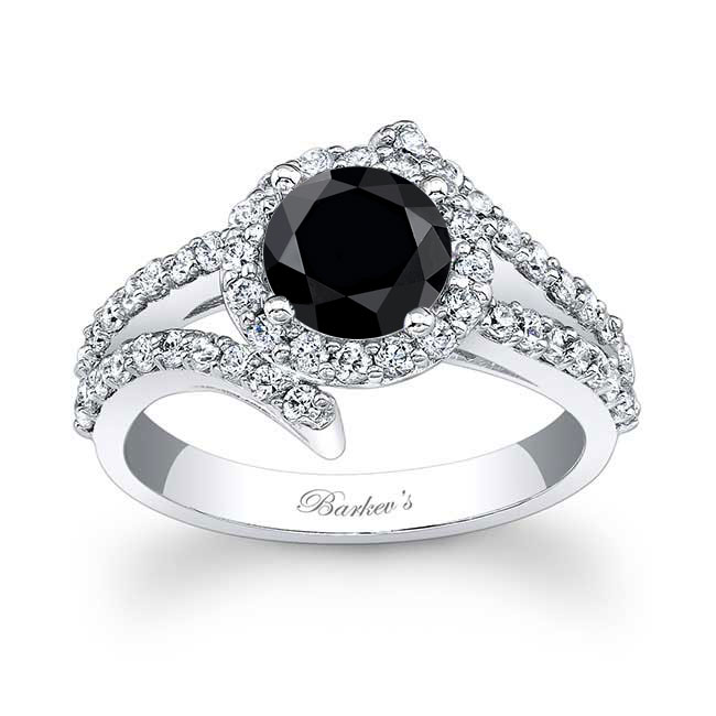 Contemporary Black And White Diamond Engagement Ring