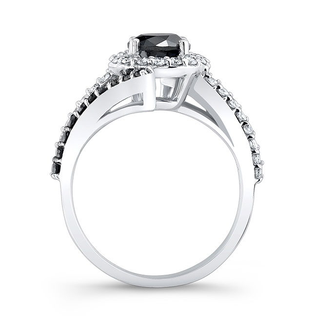 White Gold Contemporary Black Diamond Engagement Ring Image 2