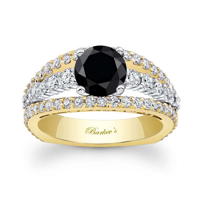 White Yellow Gold Art Deco Black And White Diamond Ring