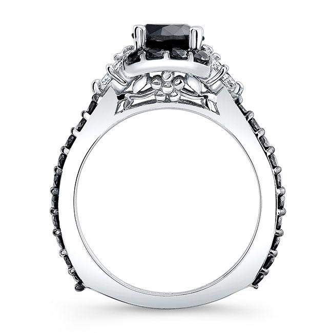 Marquise Halo Black Diamond Ring Image 2